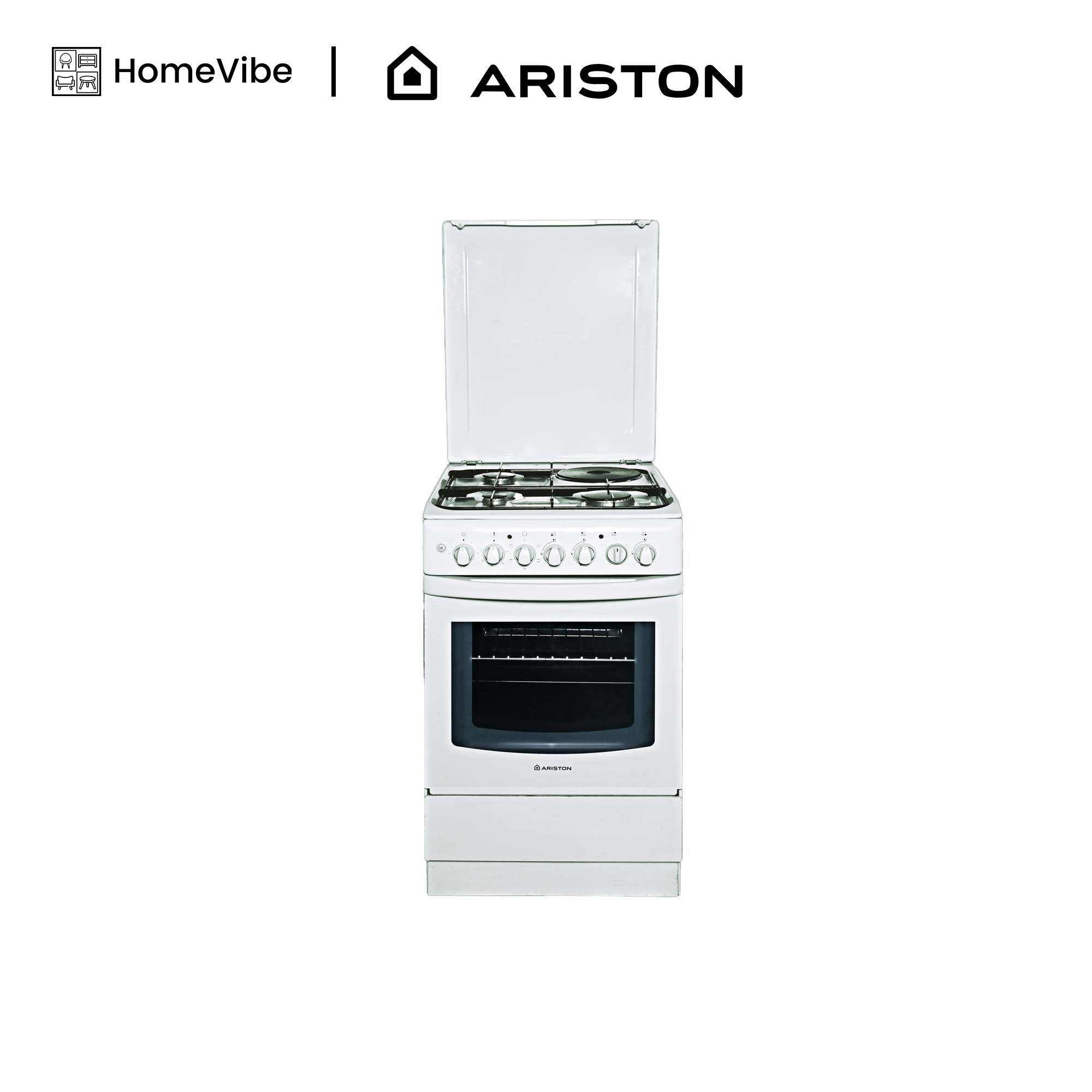 Ariston 50cm, 3 Gas Burners, 1 Electric Plate + Electric Oven Free Standing Cooker A5MSH2E W EX