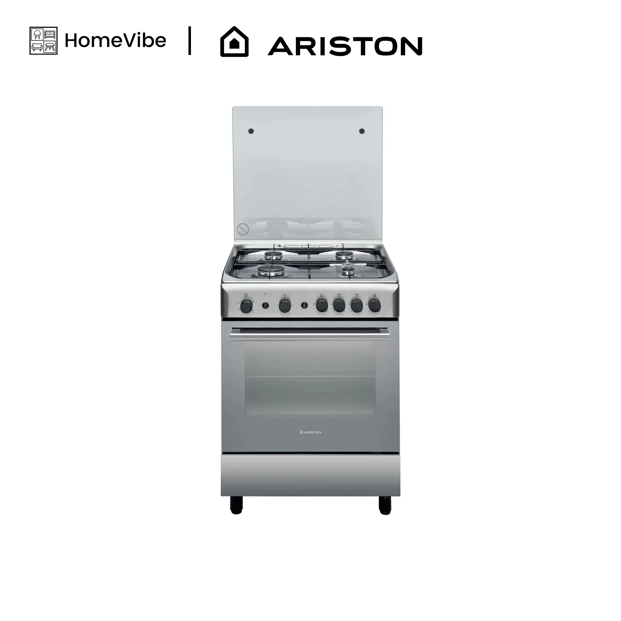 Ariston 60cm, 4 Gas Burners + Gas Oven Free Standing Cooker A6GG1F (X) EX