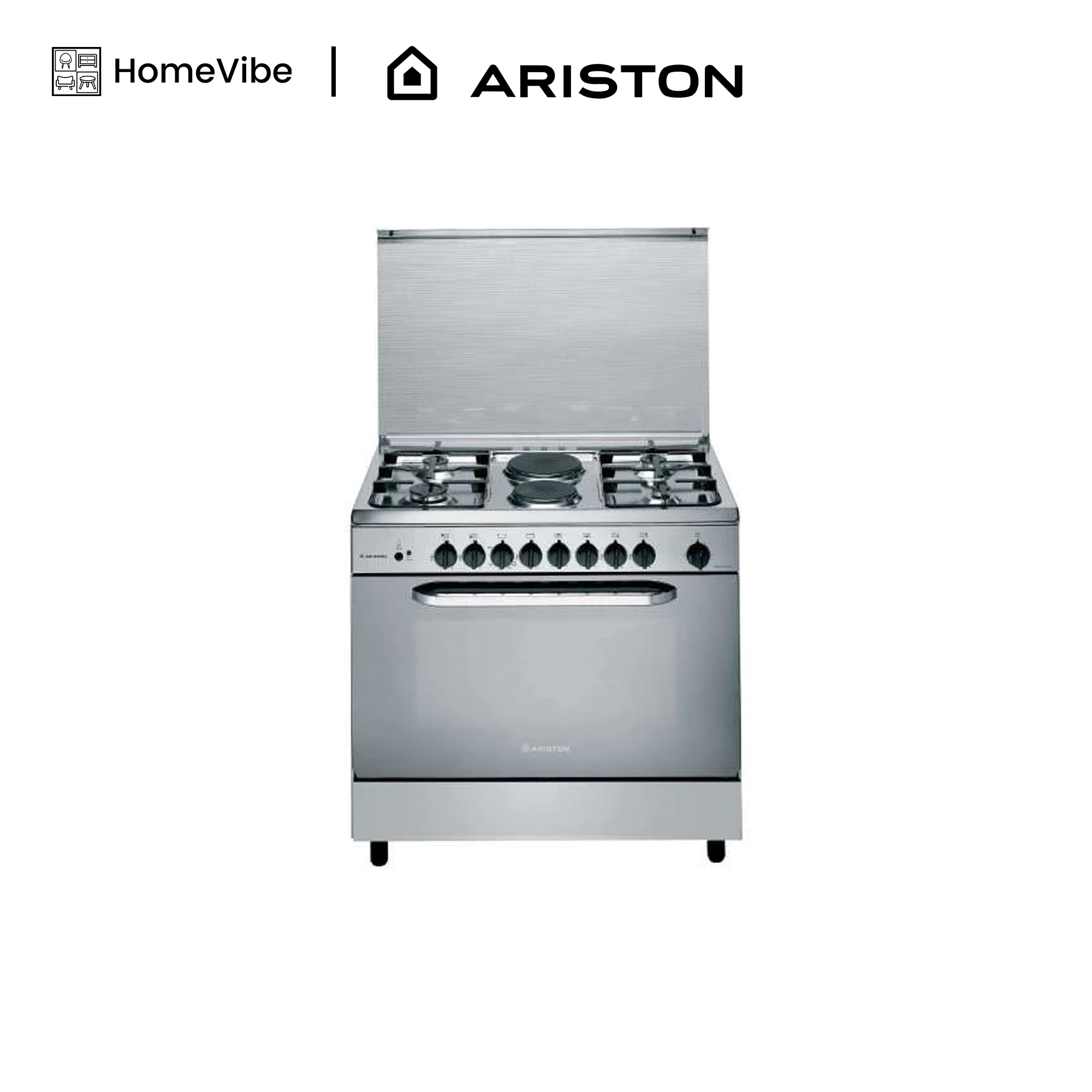 Ariston 90cm, 4 Gas Burners, 2 Electric Plate + Gas Oven Free Standing Cooker CN11SG1 X EX