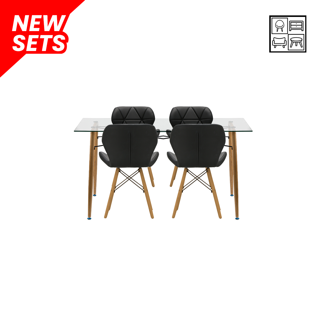 Cindi Rectangle + 4 Butterfly Black