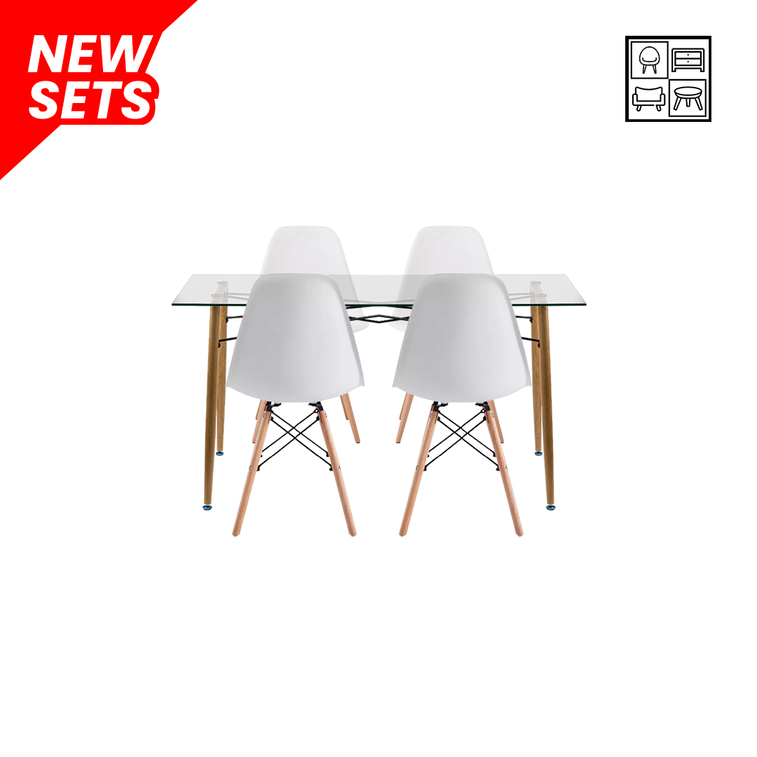 Cindi Rectangle + 4 Eames White