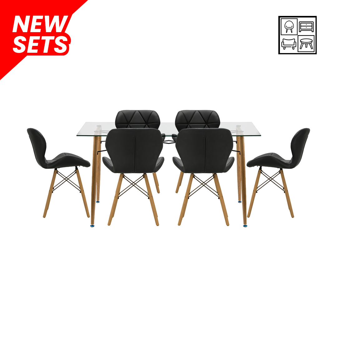 Cindi Rectangle + 6 Butterfly Black