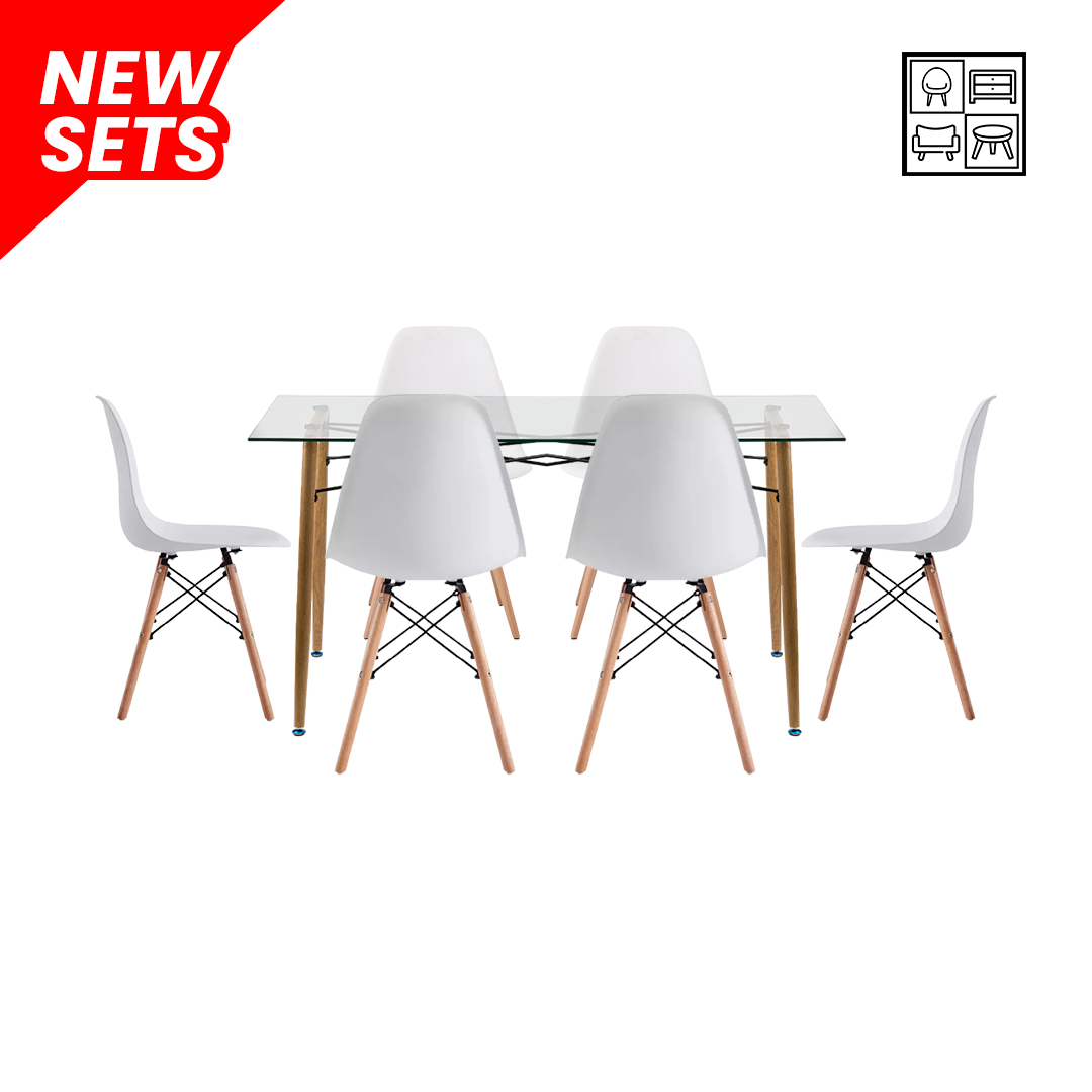 Cindi Rectangle + 6 Eames White