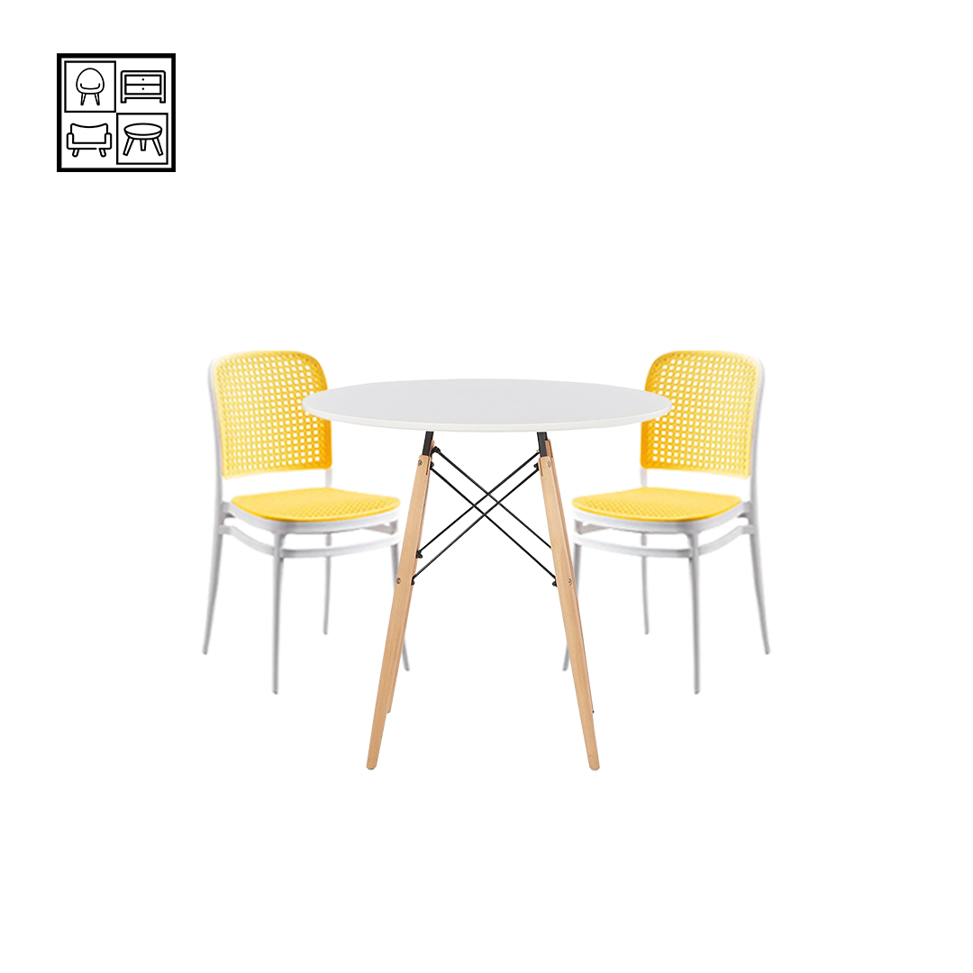 HV 2 x Tanya Chair + HV Elio Scandi Round Table- 70cm Table