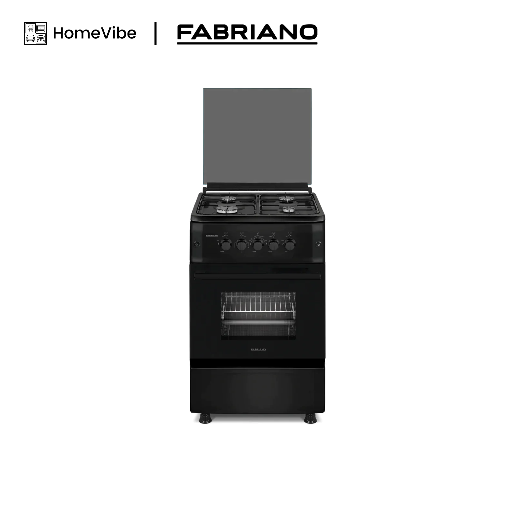 Fabriano 50cm, 4 Gas Burners + Gas Oven Free Standing Cooker F5S40G2-BL