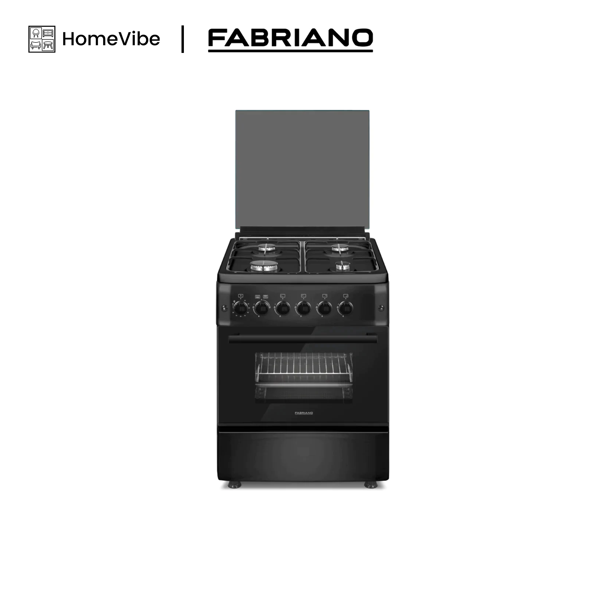 Fabriano 60cm, 4 Gas Burners + Gas Oven and Grill Free Standing Cooker F6S40G2-BL