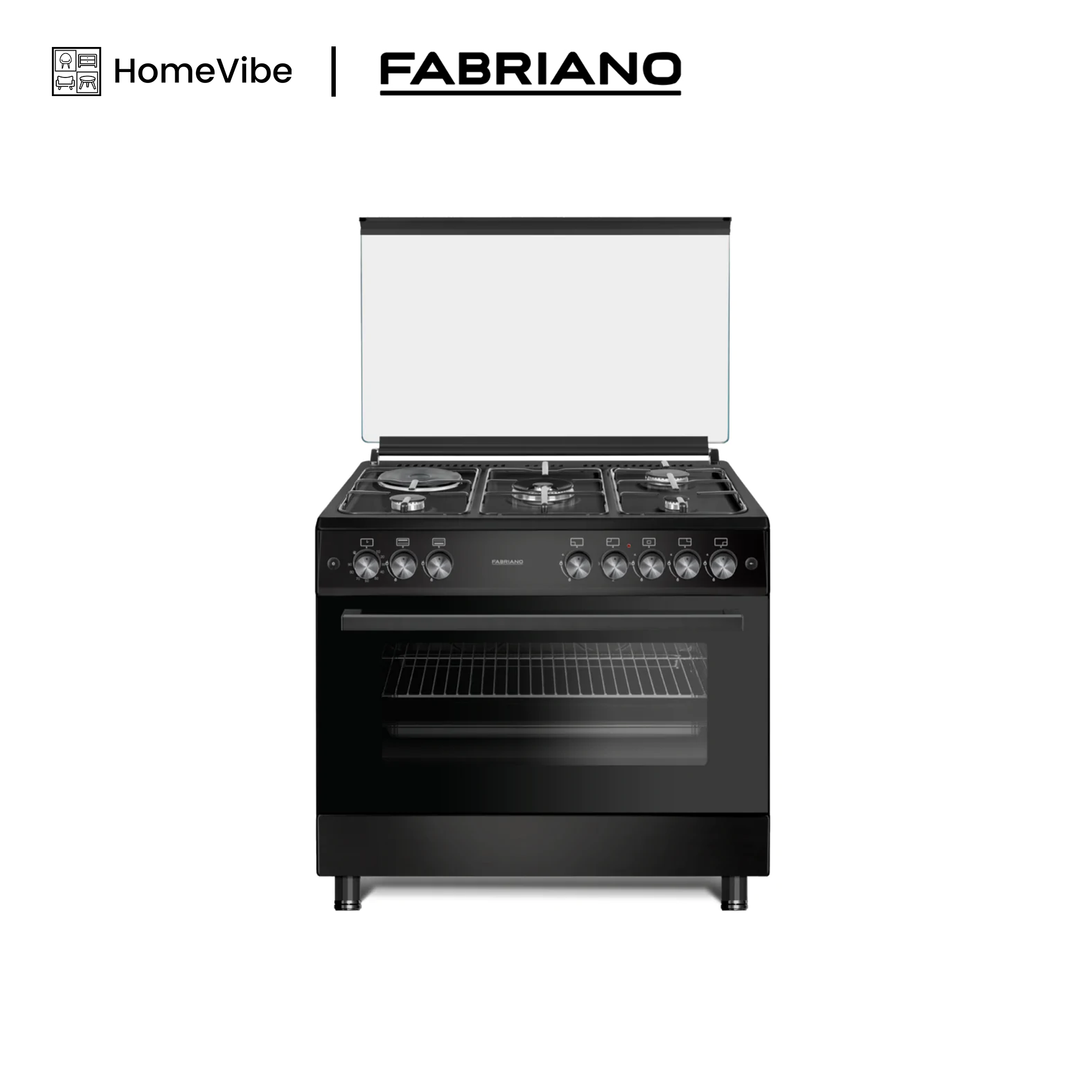 Fabriano 90cm, 4 Gas Burners (1 Dual Gas Burner) , 1 Electric plate + Gas Oven and Grill Free Standing Cooker F9L41G2-BL
