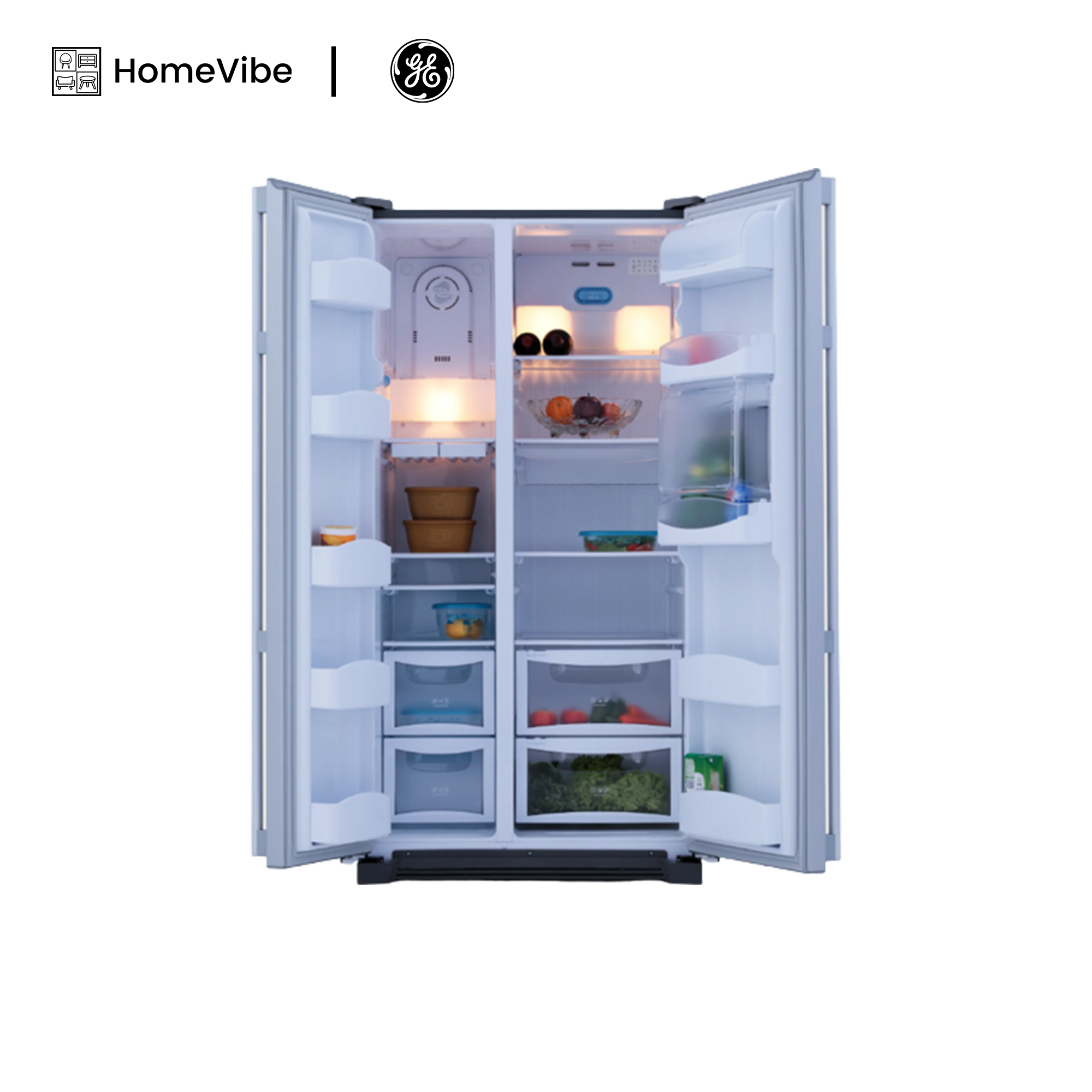 GE Appliances 21.8 cu.ft Side by Side Refrigerator with Refreshment Center GCV200YHWCAS | GE Appliances | HomeVibe PH