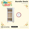 Bundle Deals: HV Kayla Curtain Cabinet + Asahi Round Plastic Frame Wall Clock