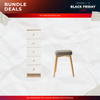 BUY 1 GET FREE: Reina Wood Multi-Purpose Shelf + Sabel Square Padded Stool