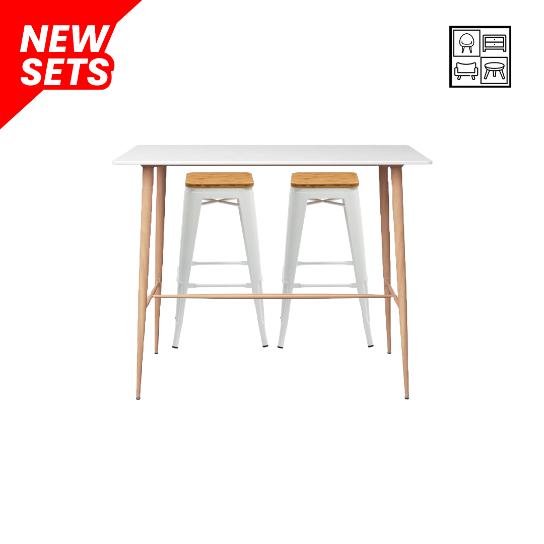Theo + 2 Larsen Tolix Barstool with Wooden Seat