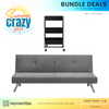 Bundle Deals: HV Valeen Velvet Sofa Bed + HV Amandy Steel Utility Cart