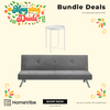 Bundle Deals: HV Valeen Velvet Sofa Bed + HV Cassie Steel Coffee Table