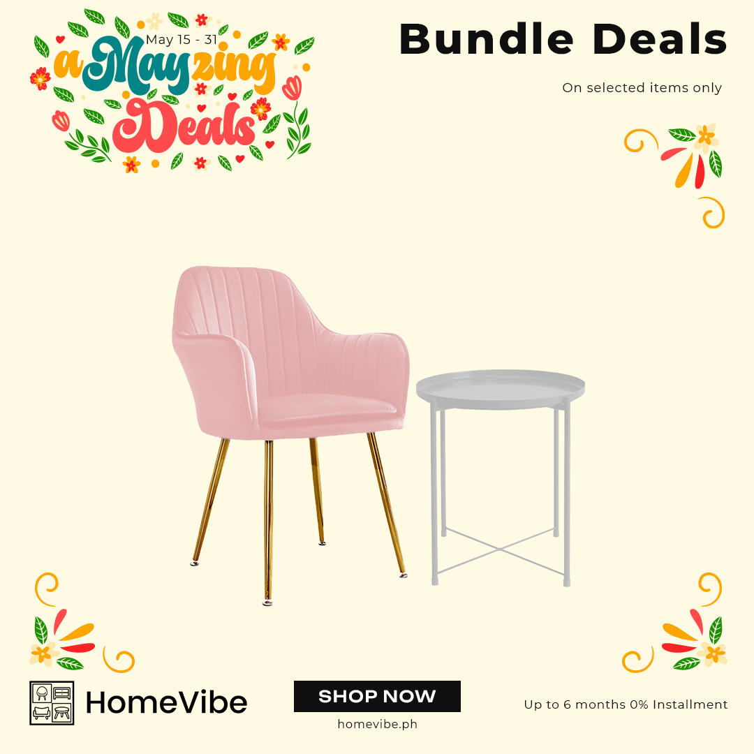Bundle Deals: HV European Velvet Vanity Accent Chair + HV Cassie Steel Coffee Table
