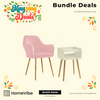 Bundle Deals: HV European Velvet Vanity Accent Chair + HV Zandy Bedside Table