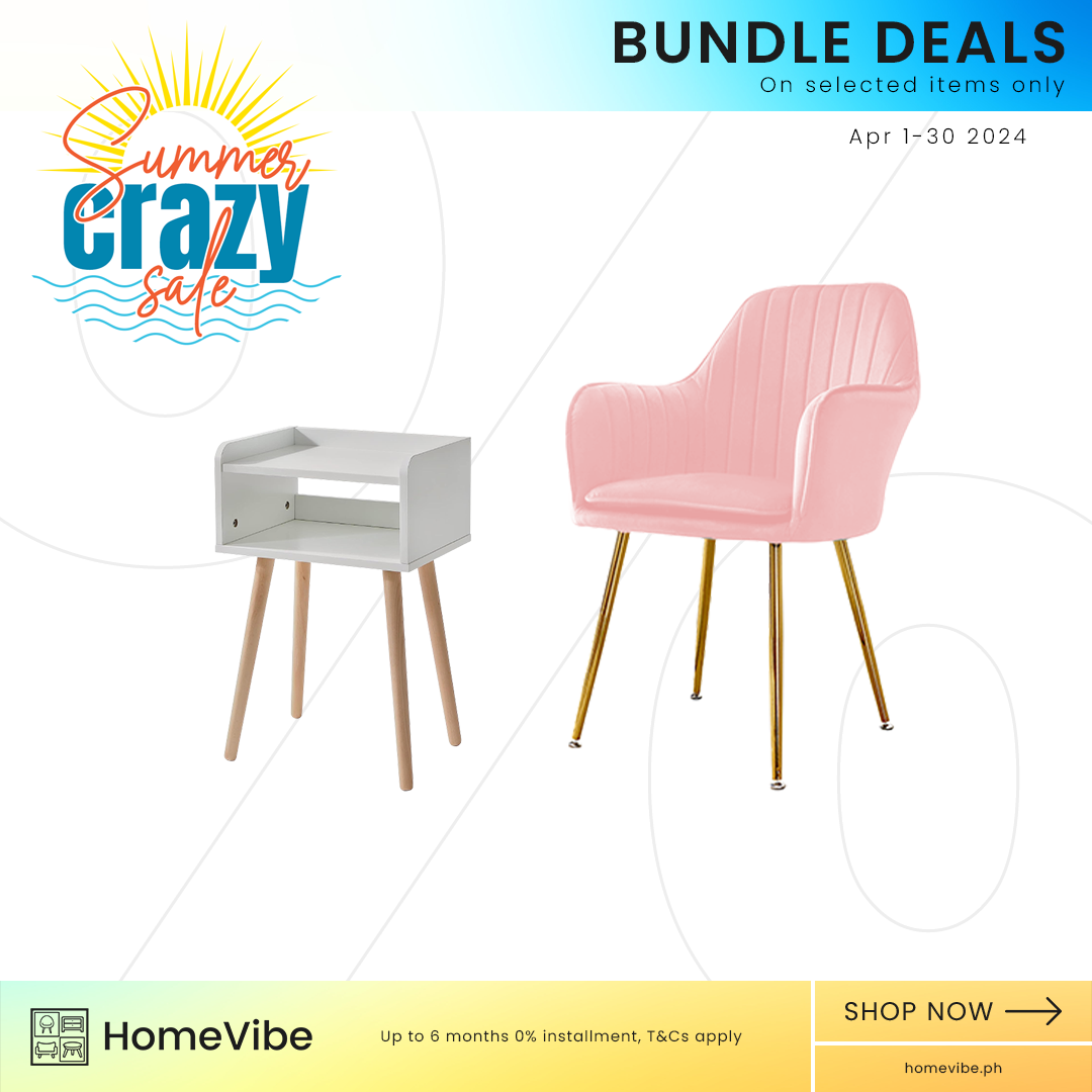 Bundle Deals: HV European Velvet Vanity Accent Chair + HV Zandy Bedside Table