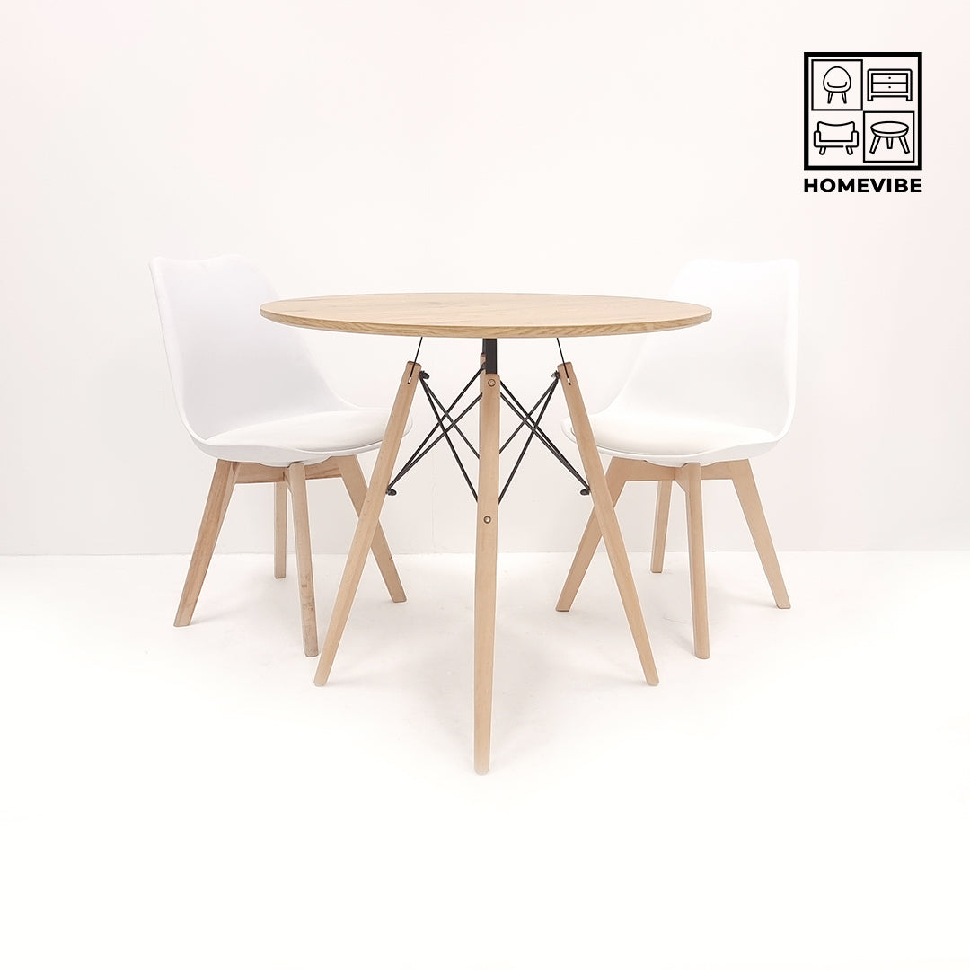 HV Elio Round Table + 2 Padded Eames Chair Set | HomeVibe PH | Buy Online Furniture and Home Furnishings