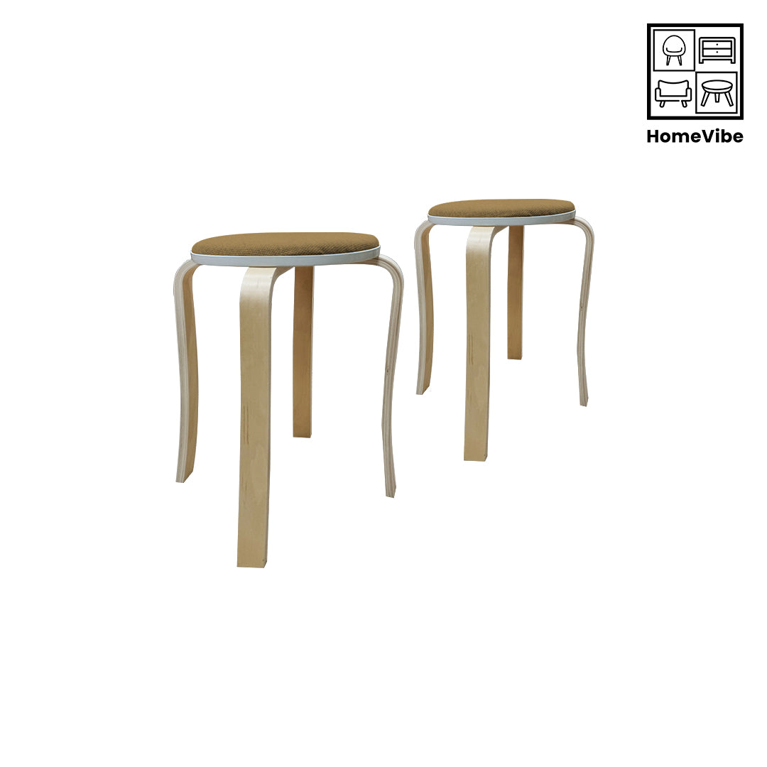 HV 2 Calla Wooden Round Stool Set