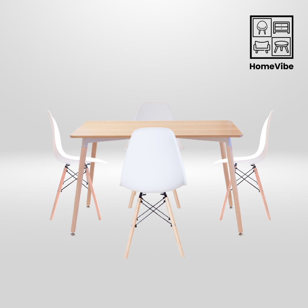 HV Xylia Rectangle Table + 4 Eames Chair Set | HomeVibe PH | Buy Online Furniture and Home Furnishings