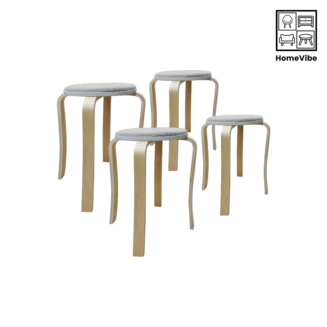 HV 4 Calla Wooden Round Stool Set