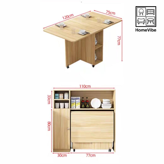 HVS Ajooni Foldable Table with Shelf and 4 Padded Stools