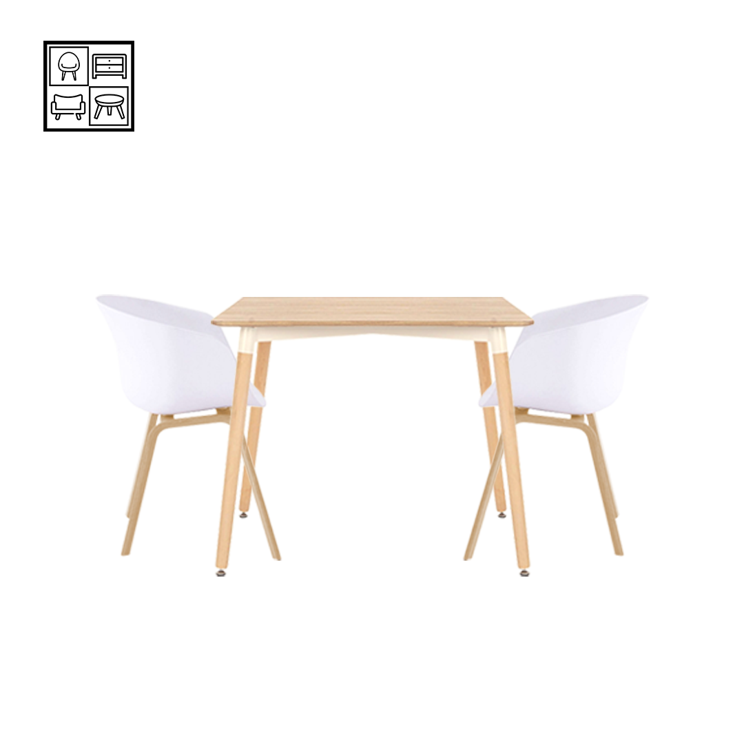 HV Viana Square Table + 2 Helmet Chair Set