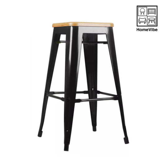 HV Osmin Modern Metal Design Tolix Barstool Wooden Seat  | HomeVibe PH | Buy Online Furniture and Home Furnishings
