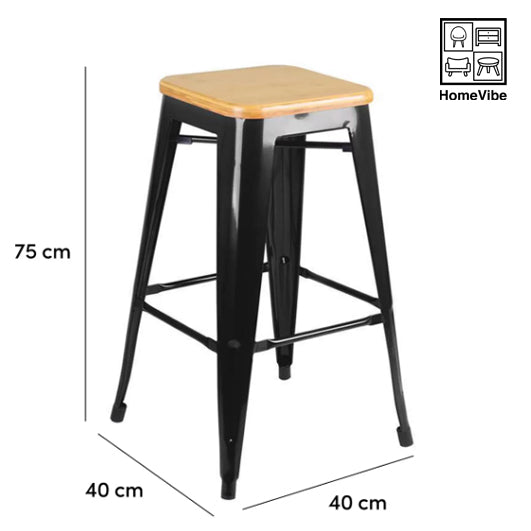 HV Osmin Modern Metal Design Tolix Barstool Wooden Seat  | HomeVibe PH | Buy Online Furniture and Home Furnishings