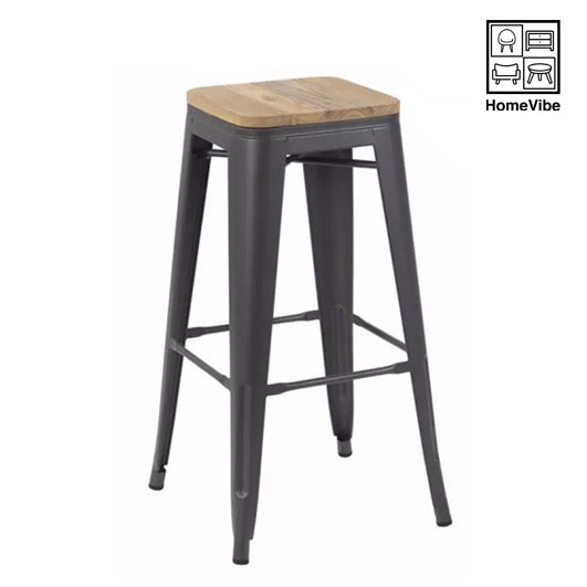 HV Osmin Modern Metal Design Tolix Barstool Wooden Seat  | HomeVibe PH | Buy Online Furniture and Home Furnishings