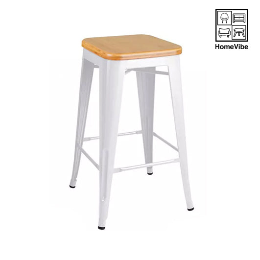 HV Osmin Modern Metal Design Tolix Barstool Wooden Seat  | HomeVibe PH | Buy Online Furniture and Home Furnishings