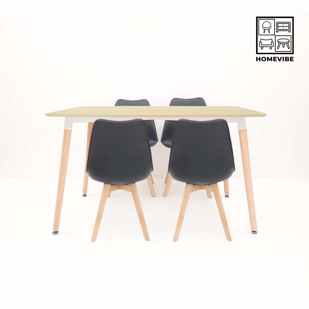 HV Xylia Rectangle Table + 4 Padded Eames Chair Set | HomeVibe PH | Buy Online Furniture and Home Furnishings