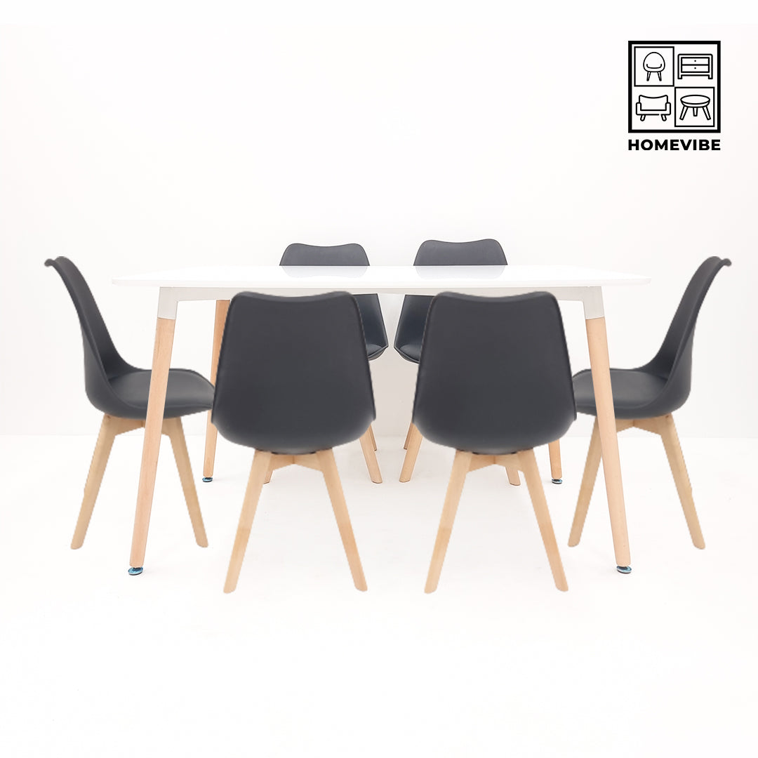 HV Soren Rectangle Table + 6 Padded Eames Chair Set | HomeVibe PH | Buy Online Furniture and Home Furnishings