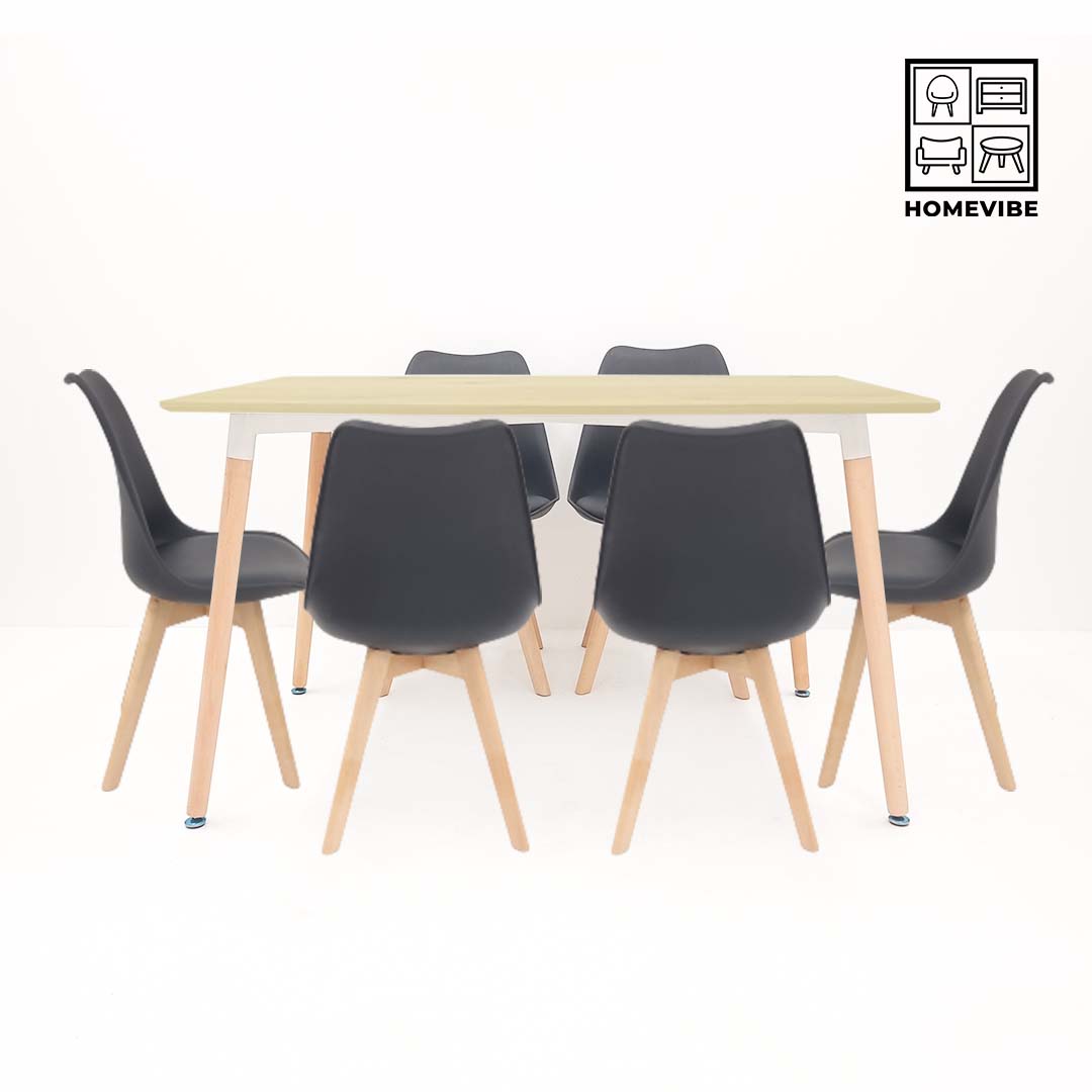 HV Soren Rectangle Table + 6 Padded Eames Chair Set | HomeVibe PH | Buy Online Furniture and Home Furnishings