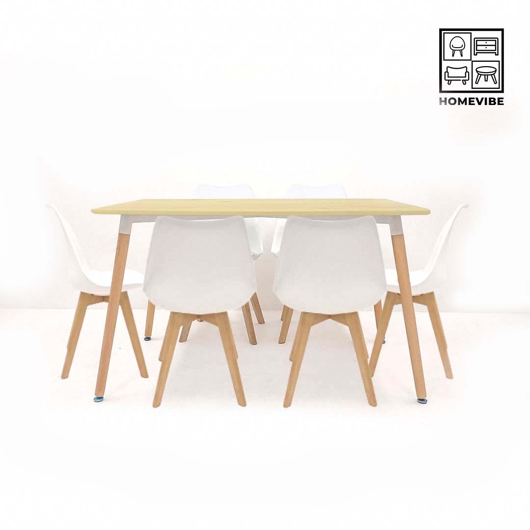 HV Soren Rectangle Table + 6 Padded Eames Chair Set | HomeVibe PH | Buy Online Furniture and Home Furnishings