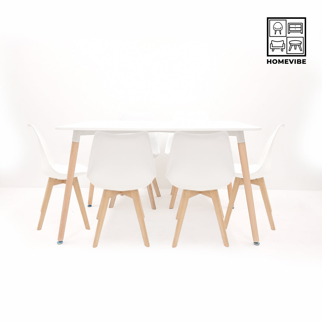 HV Karri Rectangle Table + 6 Padded Eames Chair Set | HomeVibe PH | Buy Online Furniture and Home Furnishings