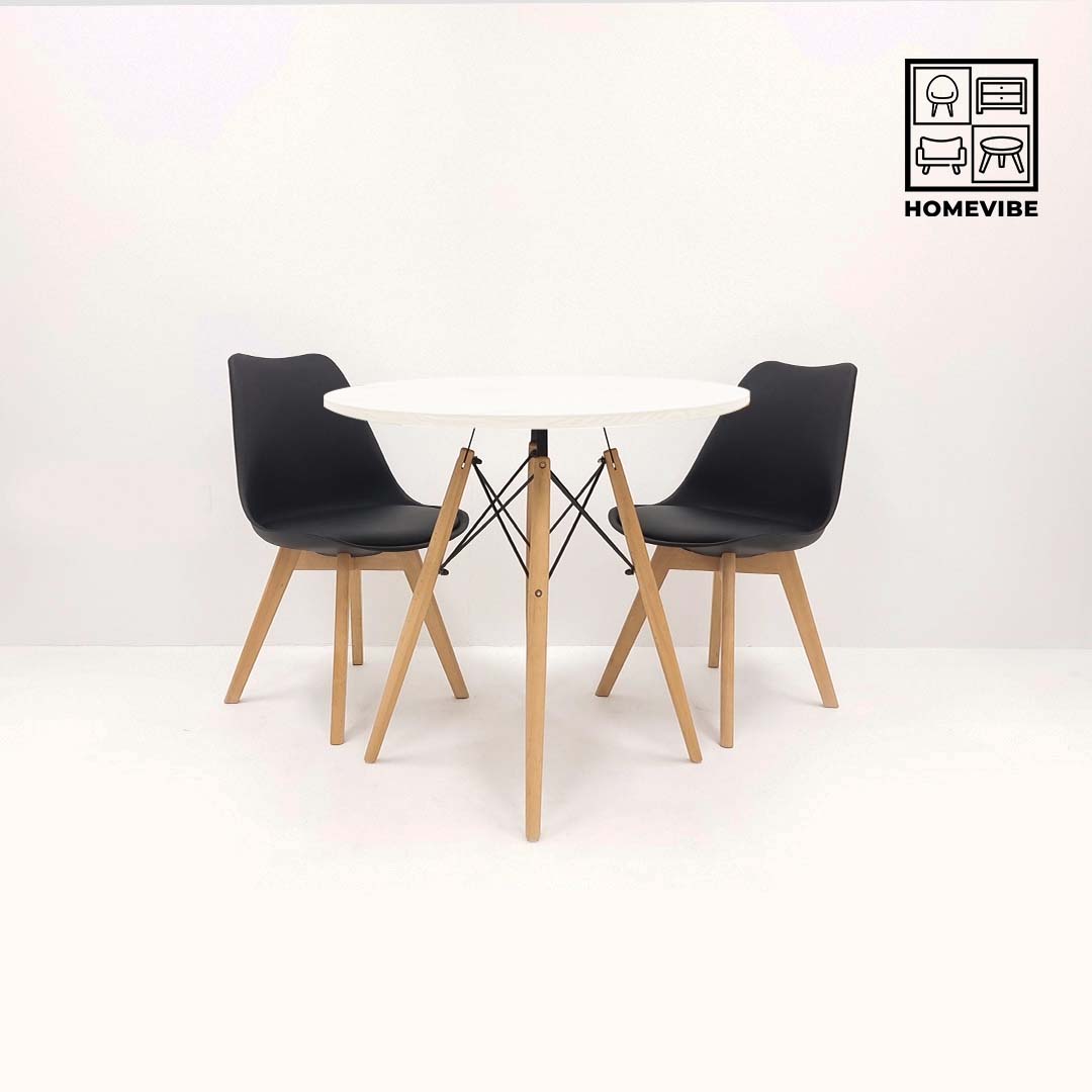 HV Elio Round Table + 2 Padded Eames Chair Set | HomeVibe PH | Buy Online Furniture and Home Furnishings