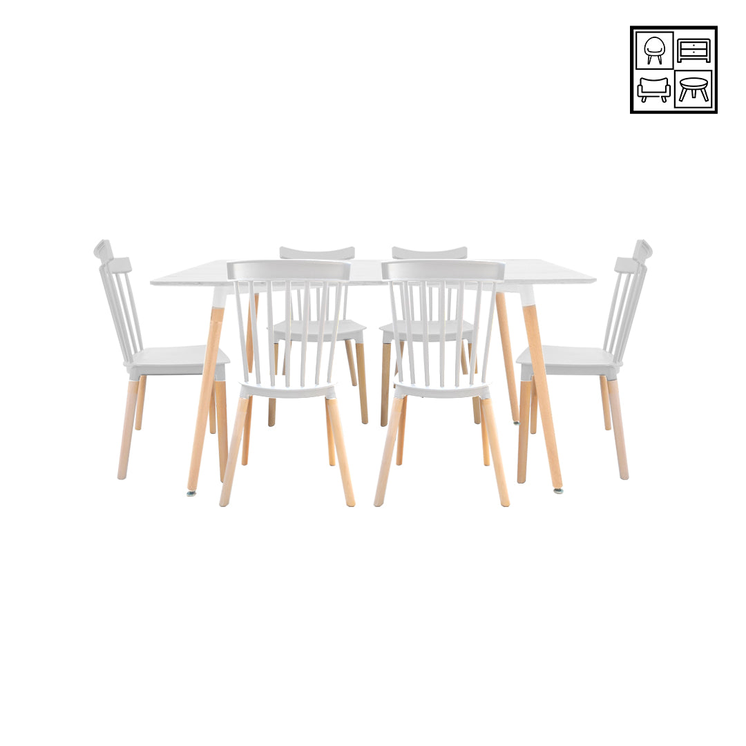 HV Soren Rectangle Table + 6 Katrina Chair Set