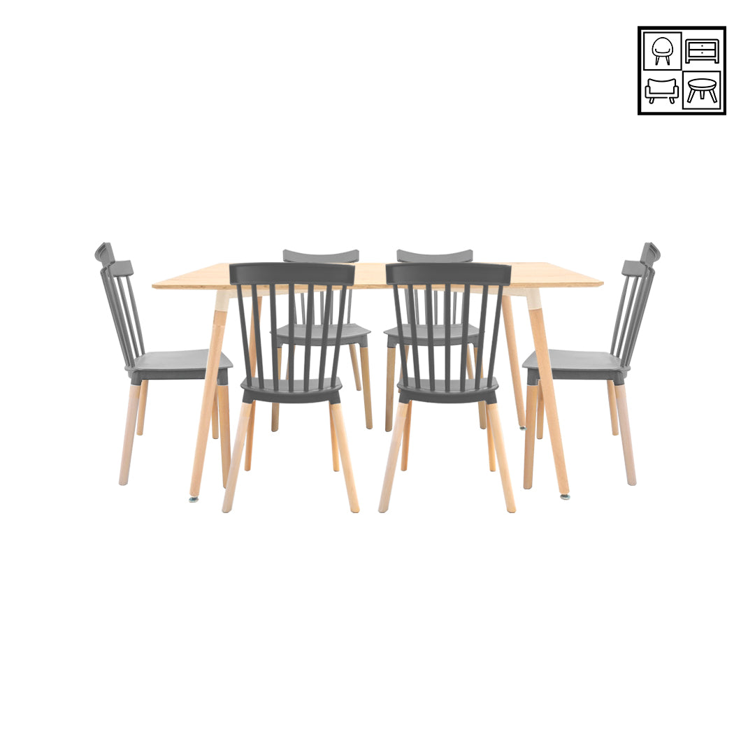 HV Soren Rectangle Table + 6 Katrina Chair Set