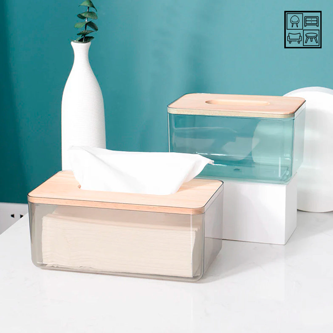 Tissue Holder with Wooden Cover