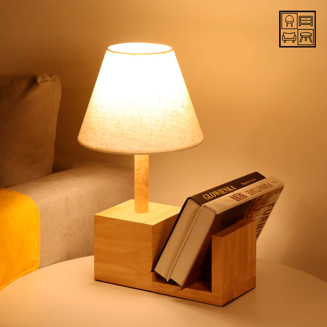 Nordic Table Lamp with Book Shelf
