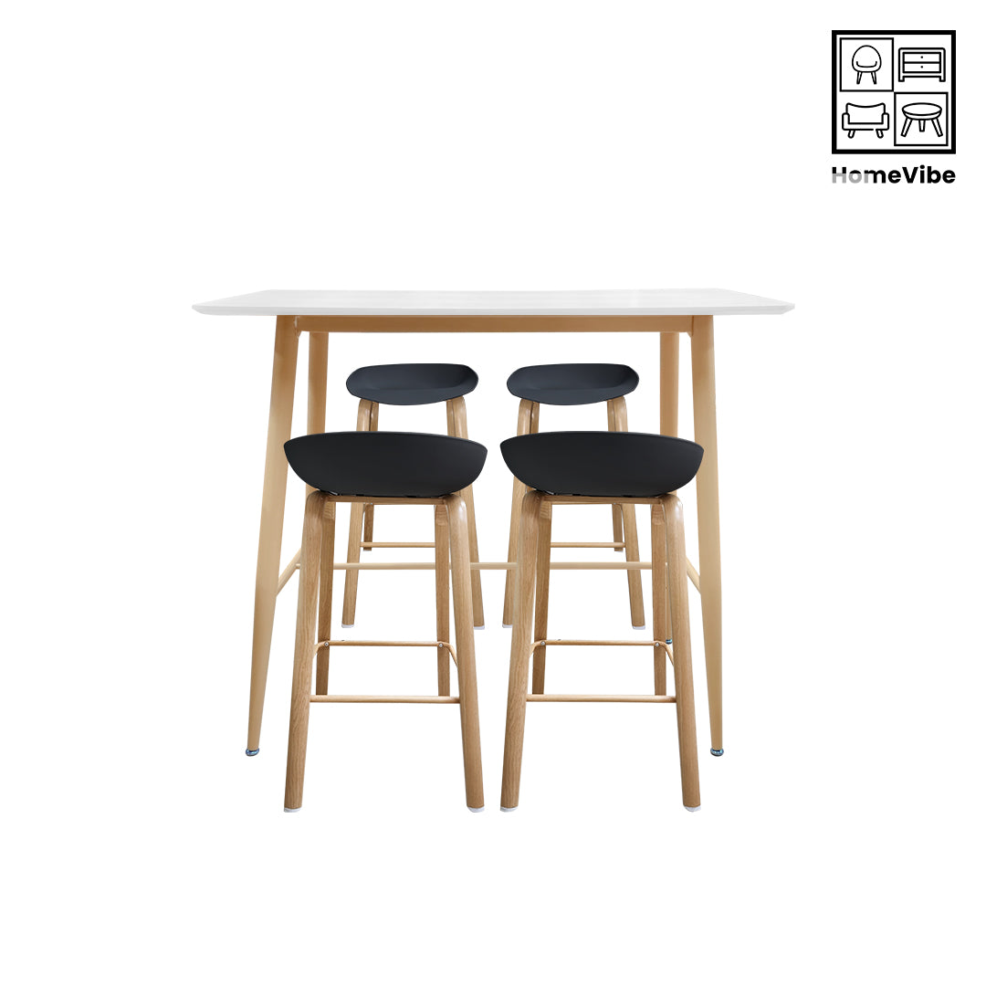 HV Theo Scandi Pub Table + 4 Tiana Scandi Bar Stool set