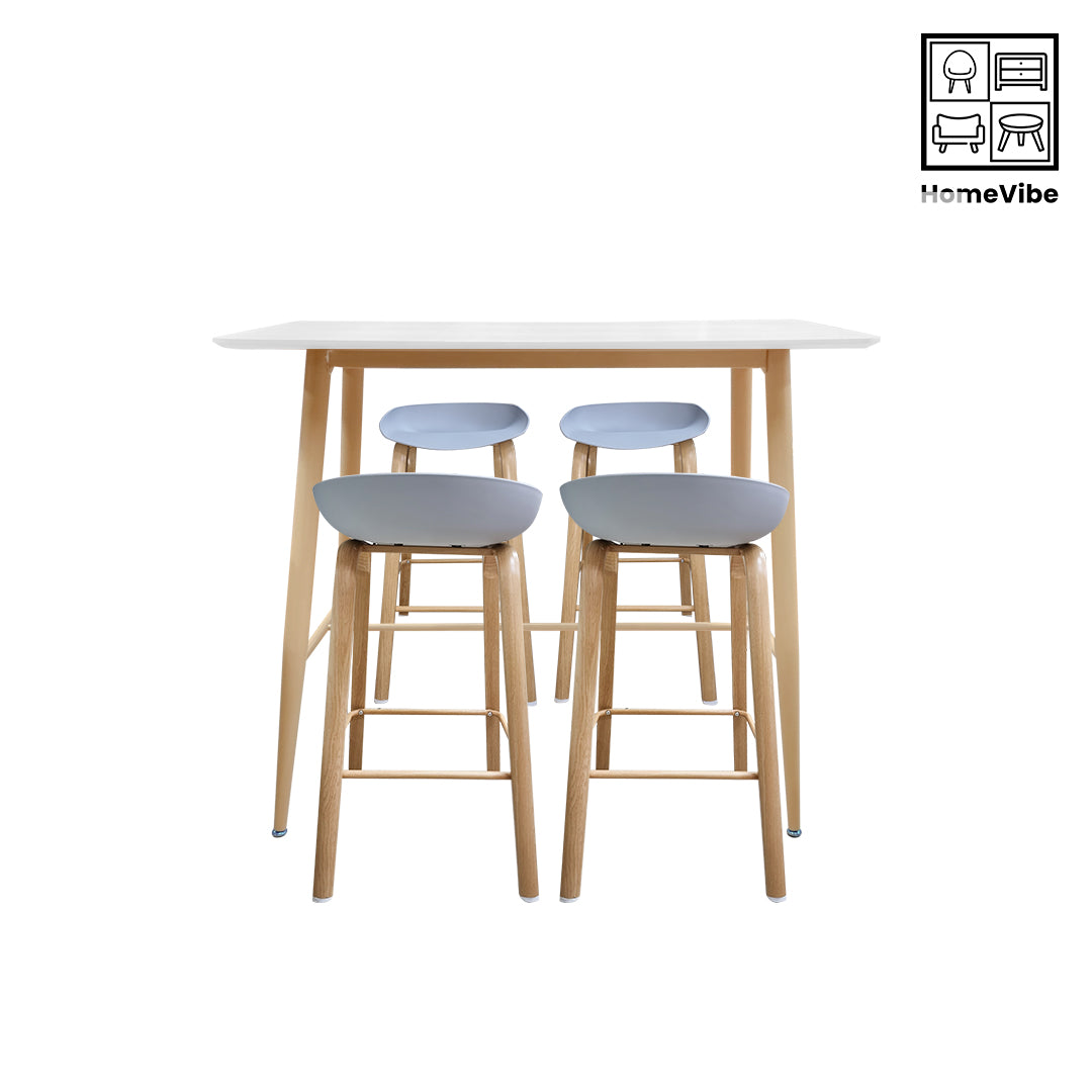 HV Theo Scandi Pub Table + 4 Tiana Scandi Bar Stool set
