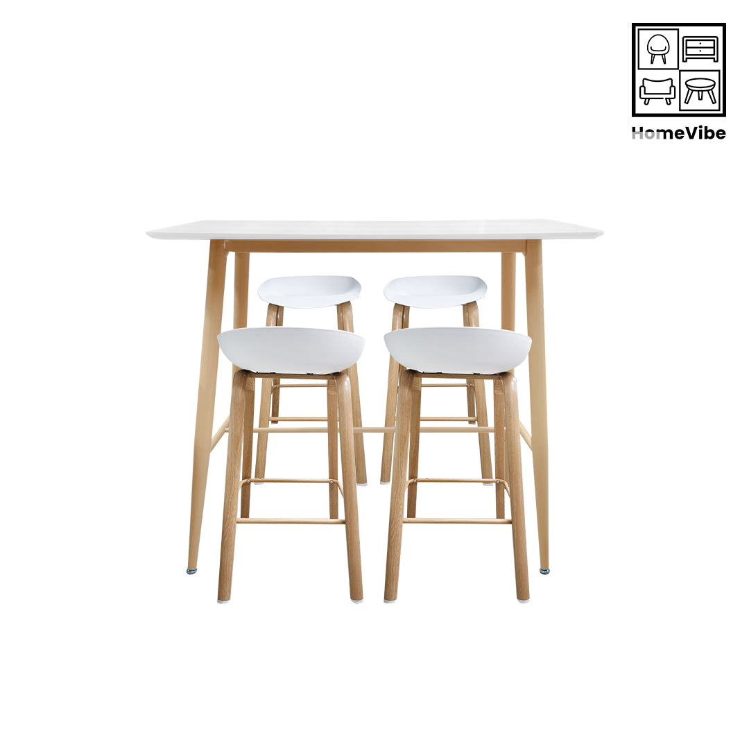 HV Theo Scandi Pub Table + 4 Tiana Scandi Bar Stool set