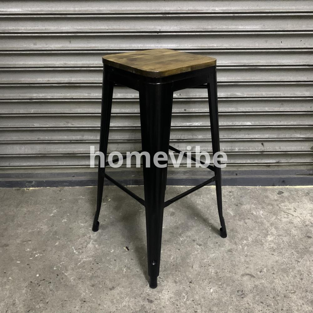 HV Larsen Tolix Barstool Wooden Seat