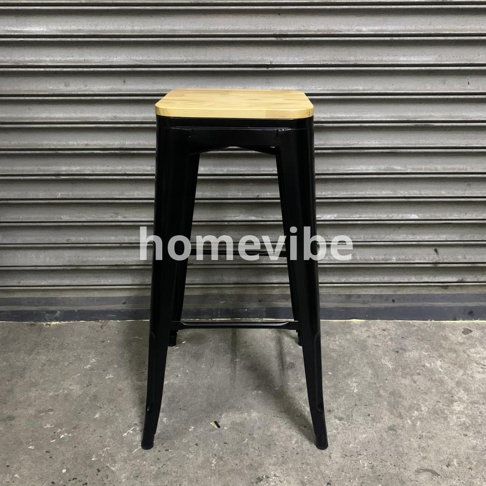 HV Larsen Tolix Barstool Wooden Seat