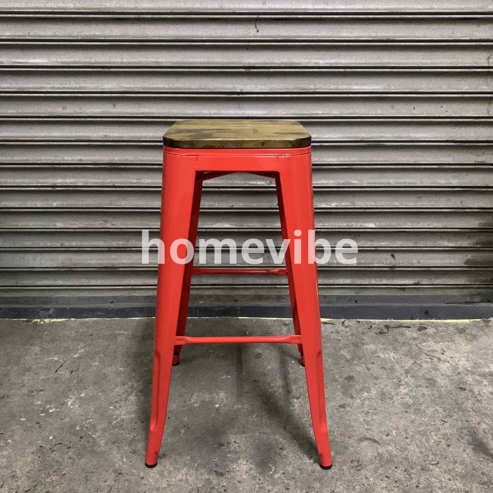 HV Larsen Tolix Barstool Wooden Seat