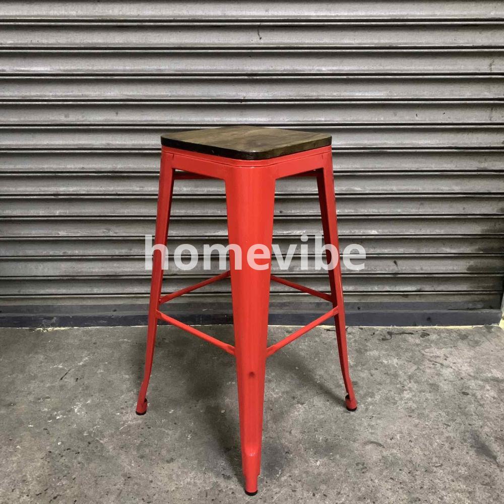 HV Larsen Tolix Barstool Wooden Seat