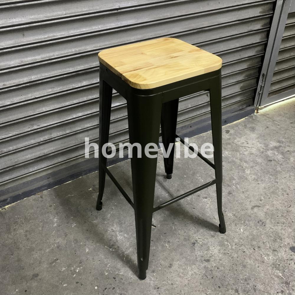 HV Larsen Tolix Barstool Wooden Seat