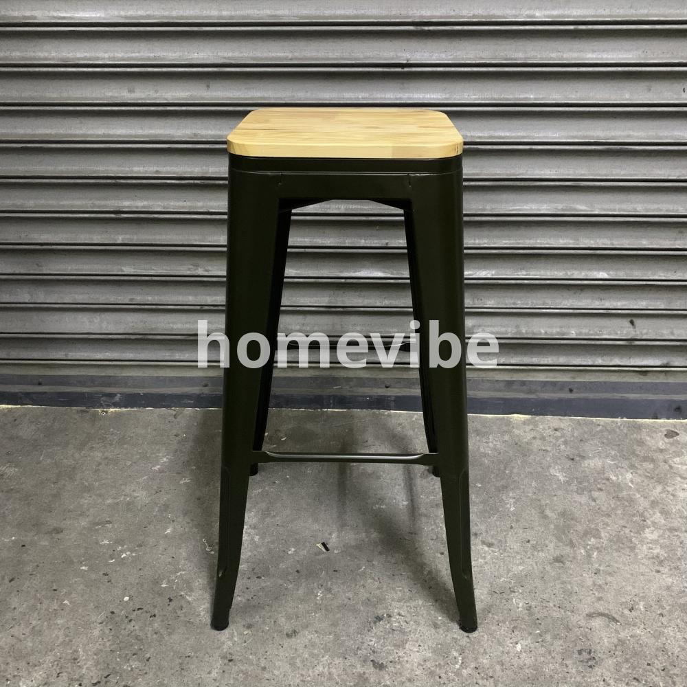HV Larsen Tolix Barstool Wooden Seat