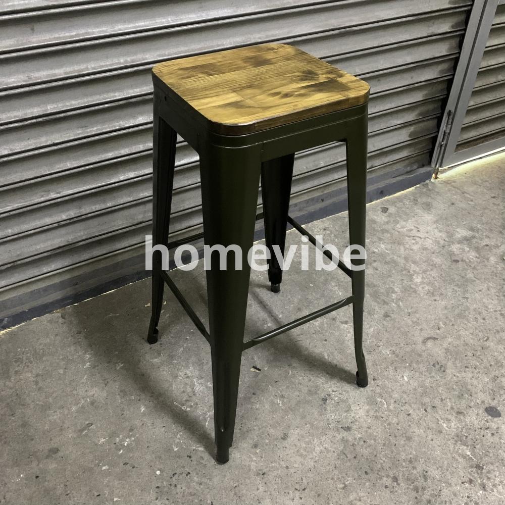 HV Larsen Tolix Barstool Wooden Seat